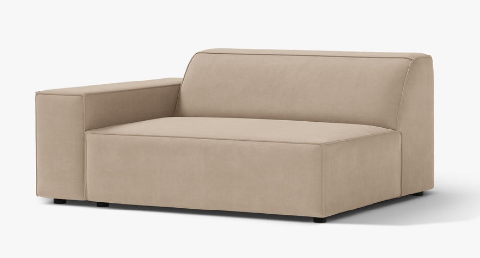 Modulo terminale Jodie con bracciolo in velluto Venus – L122 cm
