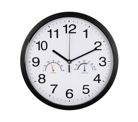 Orologio da parete Methodo Thermo con termometro diametro 30,3 cm nero