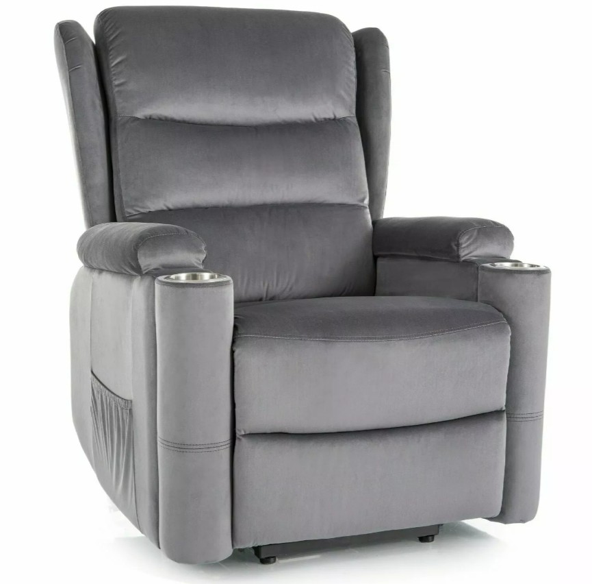 Poltrona reclinabile Minos Velvet – grigio