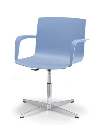 Sedia visitatore girevole su piedini fissi Unisit linea Melissa MEGP scocca in PPL celeste