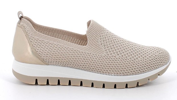 Slip on calzino da donna beige e platino con elastico