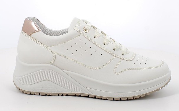 Sneakers con zeppa da donna bianco con lacci