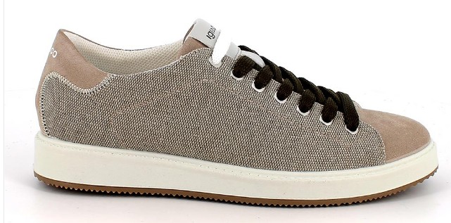 Sneakers da uomo beige e grigio con lacci