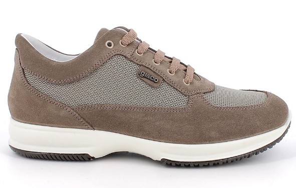 Sneakers da uomo beige e marrone con lacci1