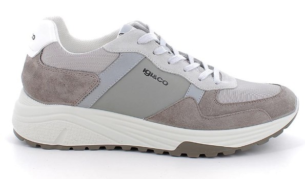Sneakers da uomo grigio e beige con lacci2