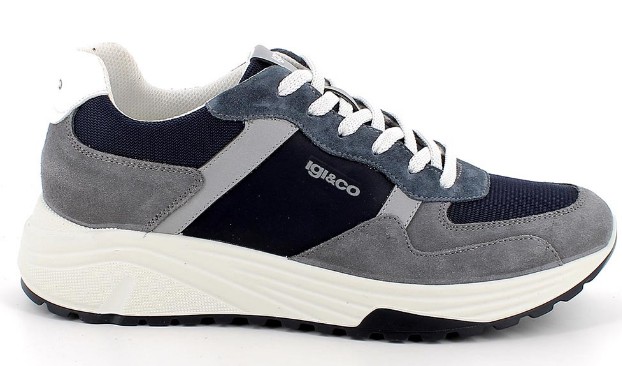 Sneakers da uomo grigio e blu con lacci