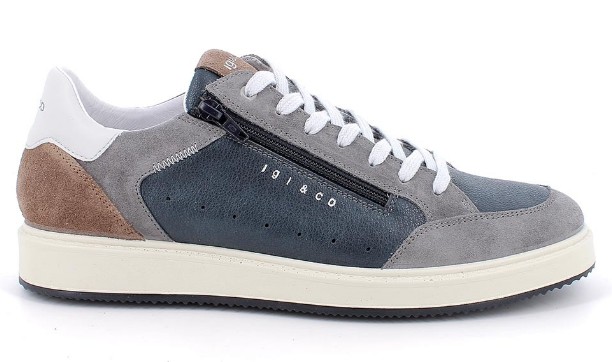 Sneakers da uomo grigio e blu con zip