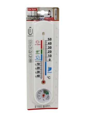 Termometro da parete con barometro Emi 23x5 cm bianco