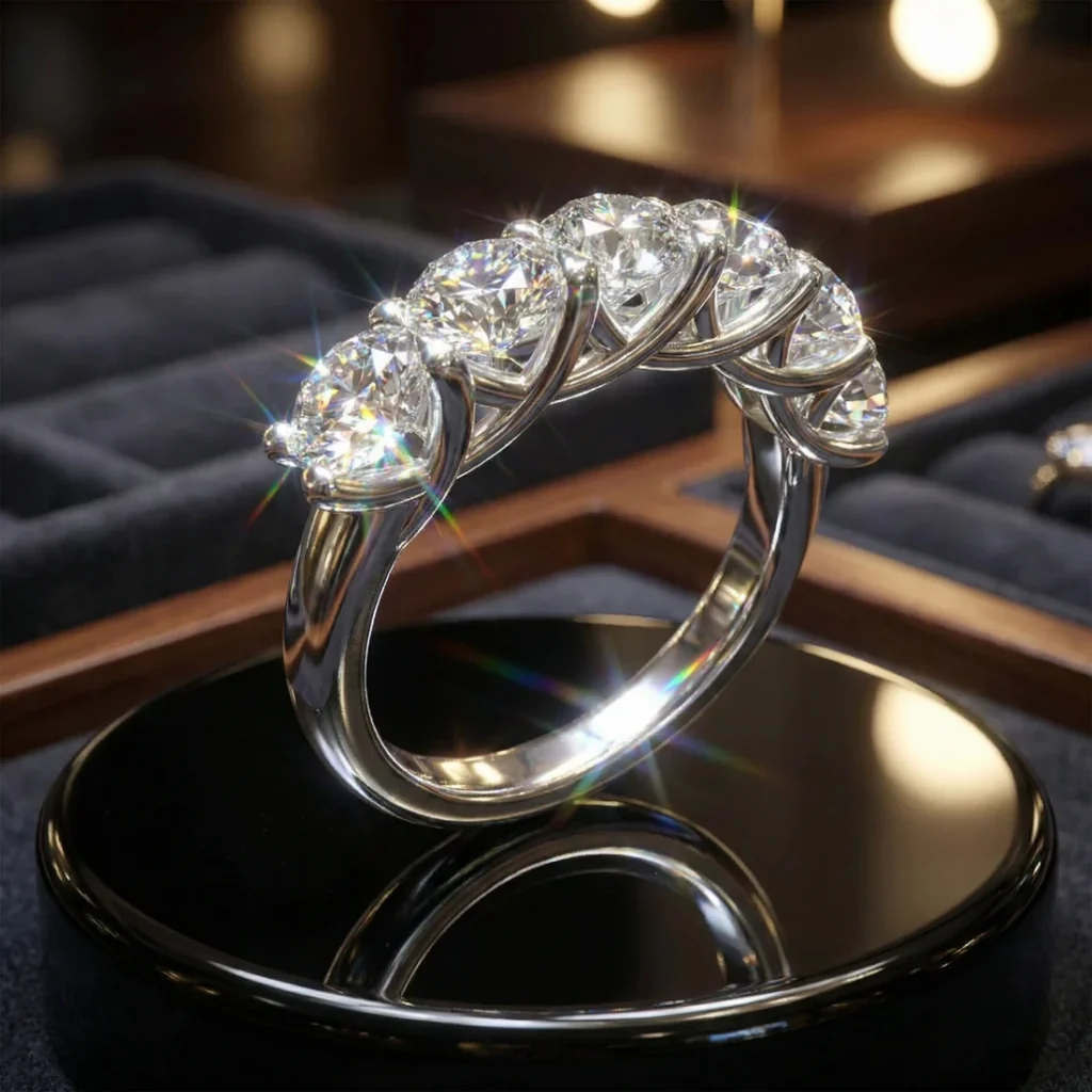 6 Piece 1.8ct Brilliant Cut Moissanite Ring in 925 Sterling Silver, Anniversary & Engagement Gift for Her, Wife, Girlfriend