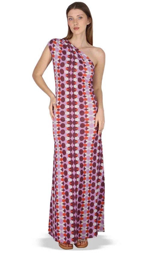 Abiti Asymmetric Draped monospalla in tessuto lilla Donna JFAAB0001 F1481 1261