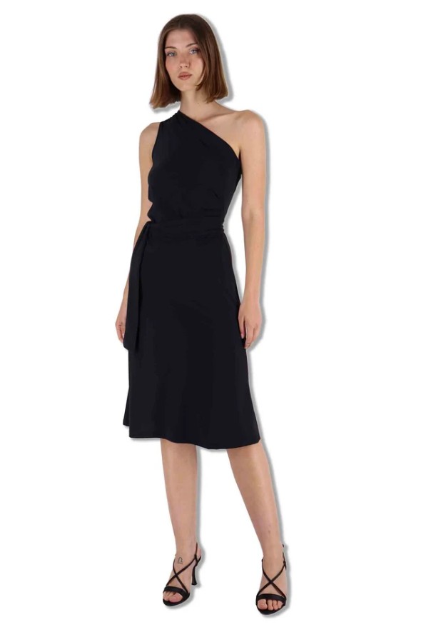 Abiti Soft in jersey nero monospalla Donna JF671570210