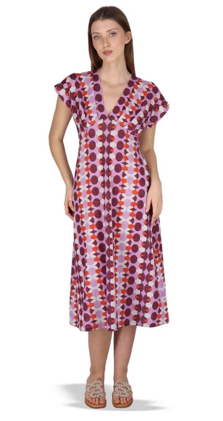 Abiti donna V Neck in Jersey bordeaux a fantasia Donna JABAB0001 F1466 1261