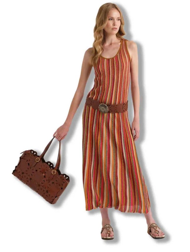 Abiti lunghi Flexage Stripes a righe verticali ruggine Donna JF951378211 31B99