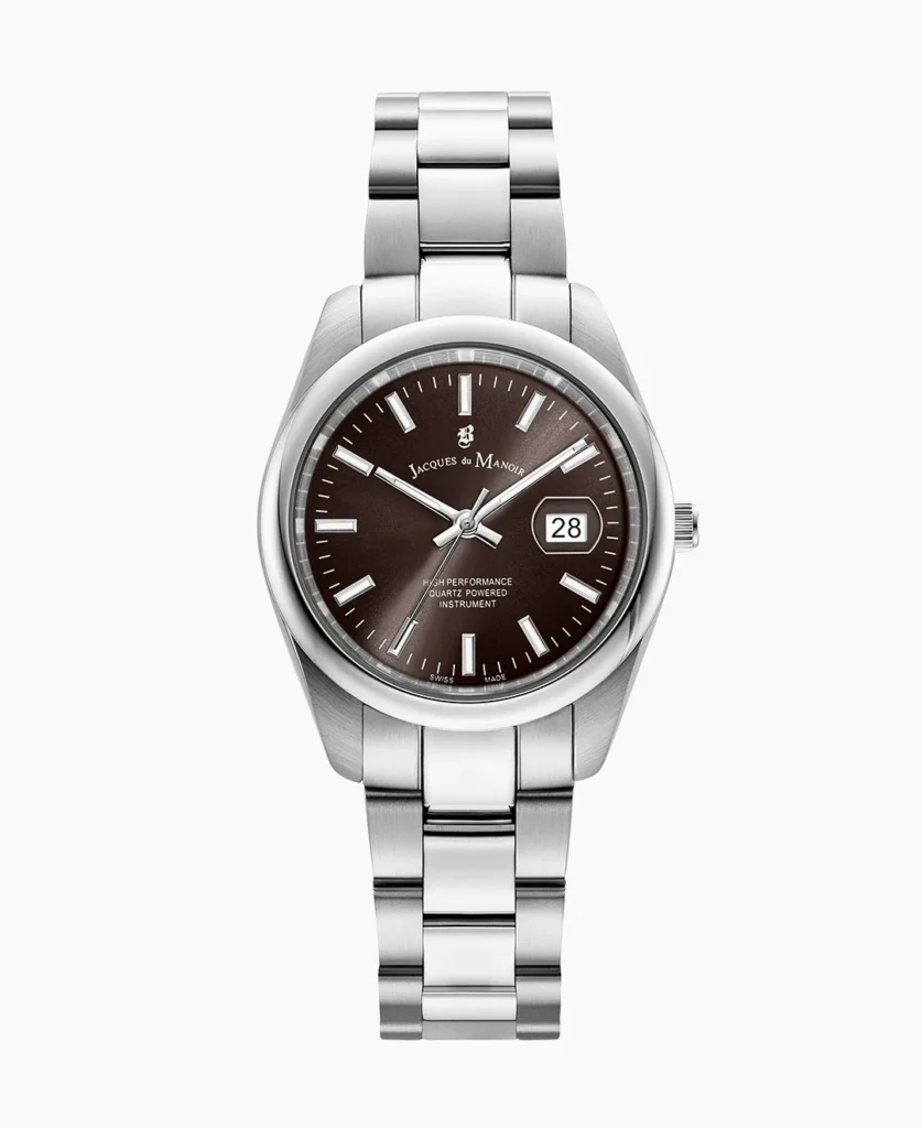 Allure 32mm Three hands Date Silver tone Black dial Stainless steel swiss watch
