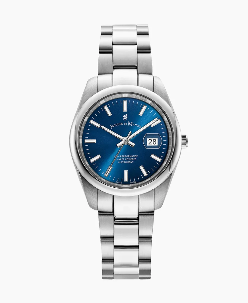 Allure 32mm Three hands Date Silver tone Blue dial Stainless steel swiss watch