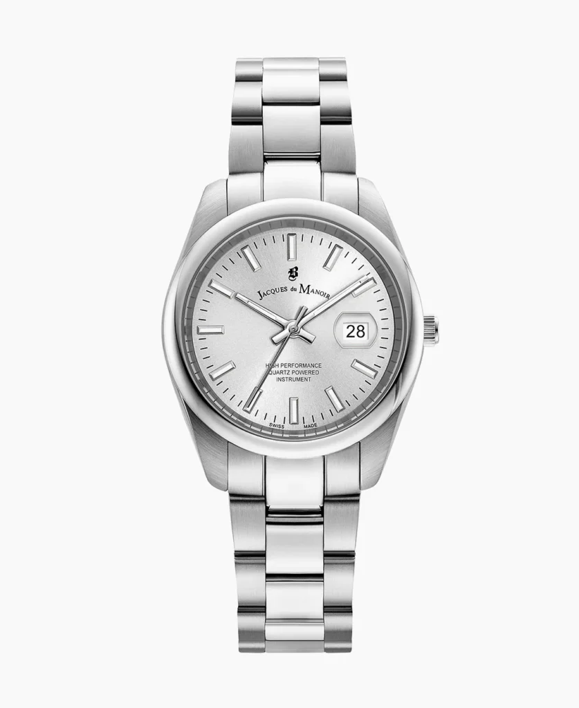 Allure 32mm Three hands Date Silver tone White dial Stainless steel swiss watch
