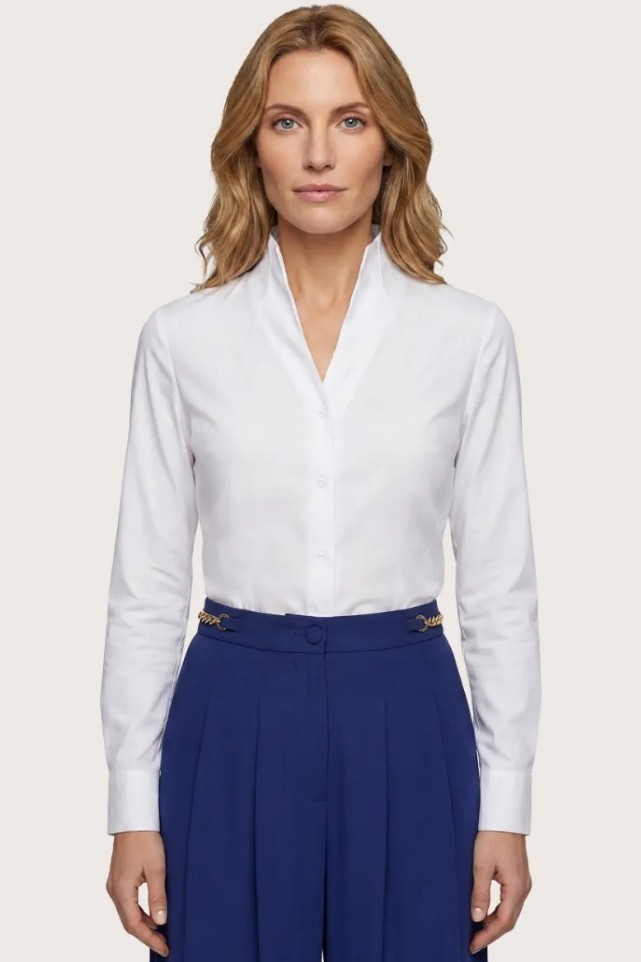 Camicia azalea non iron donna in royal oxford stretch bianca1