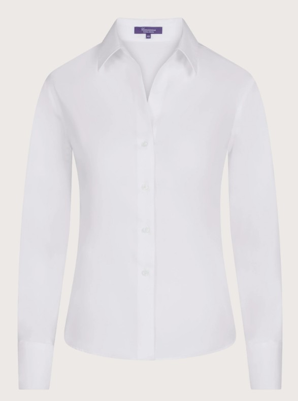 Camicia daisy non iron donna in pin point stretch bianca