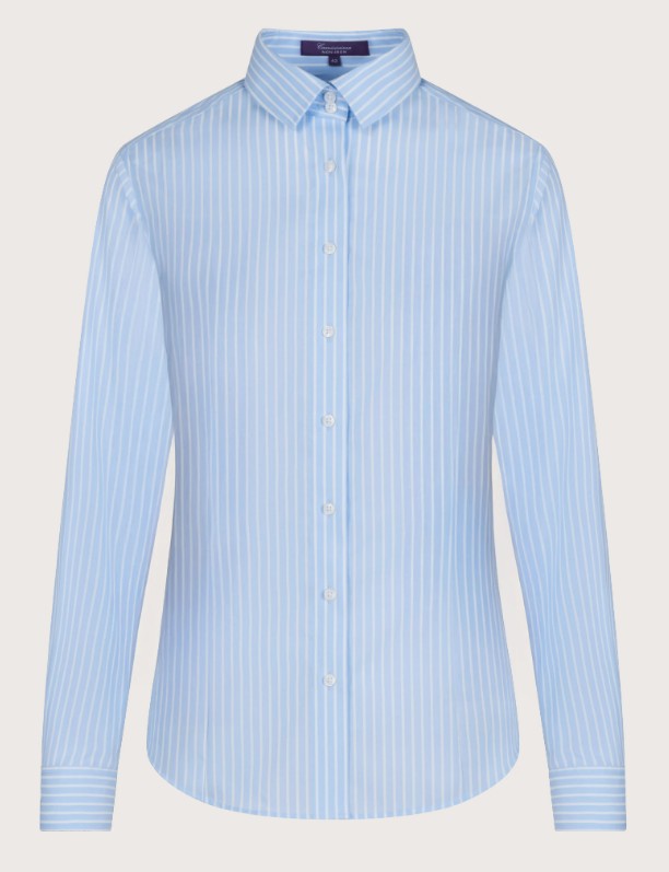 Camicia daphne non iron donna in poplin stretch a righe azzurra