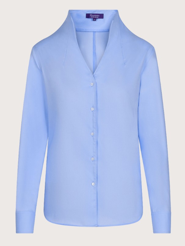 Camicia iris non iron donna in royal oxford stretch azzurra