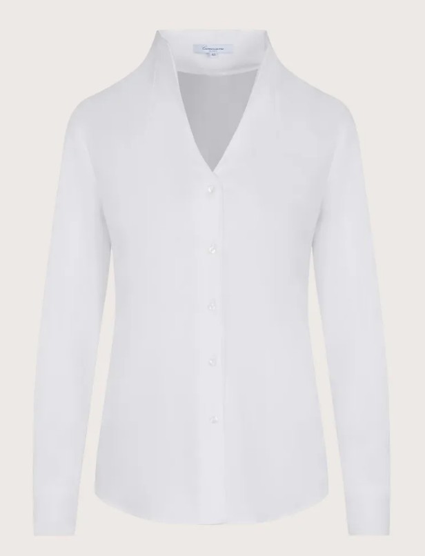 Camicia monica donna bianca in twill di cotone.