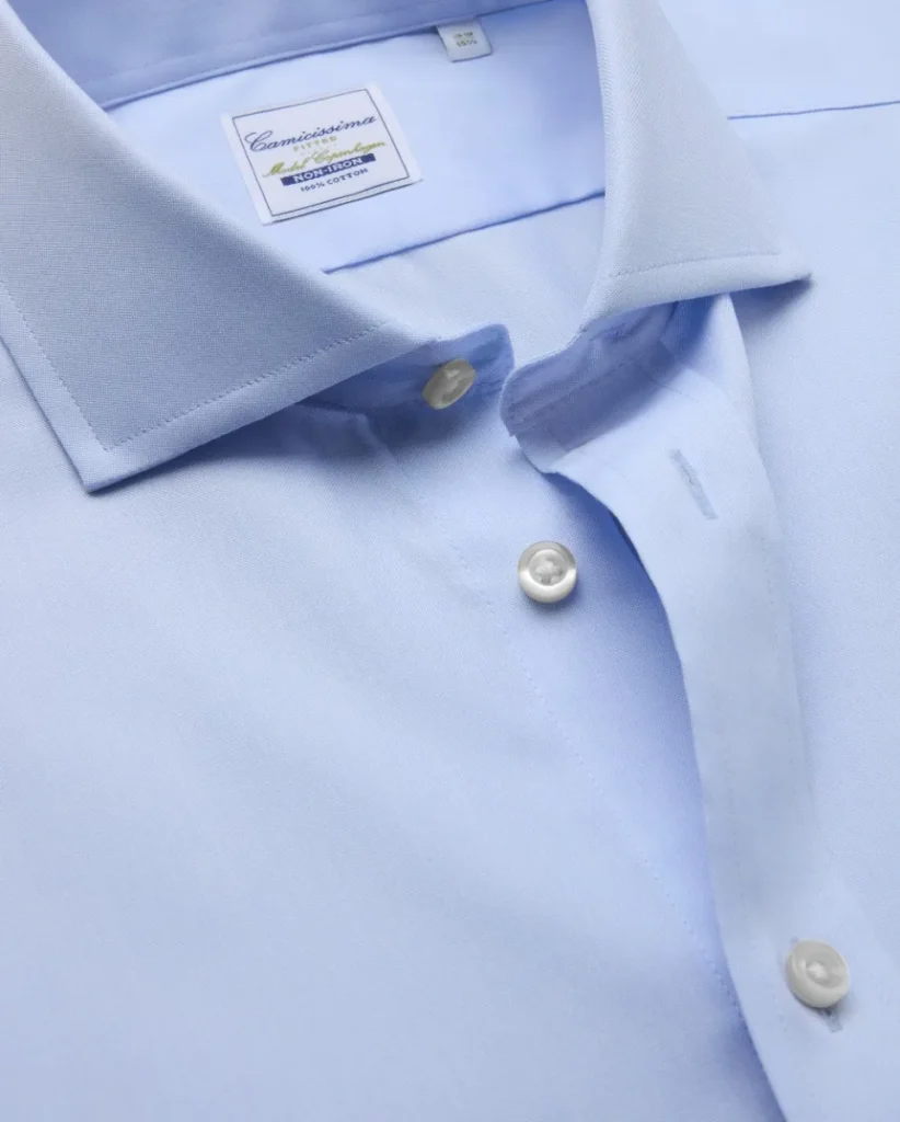 Camicia non iron pin point azzurra extra slim fitted copenhagen francese