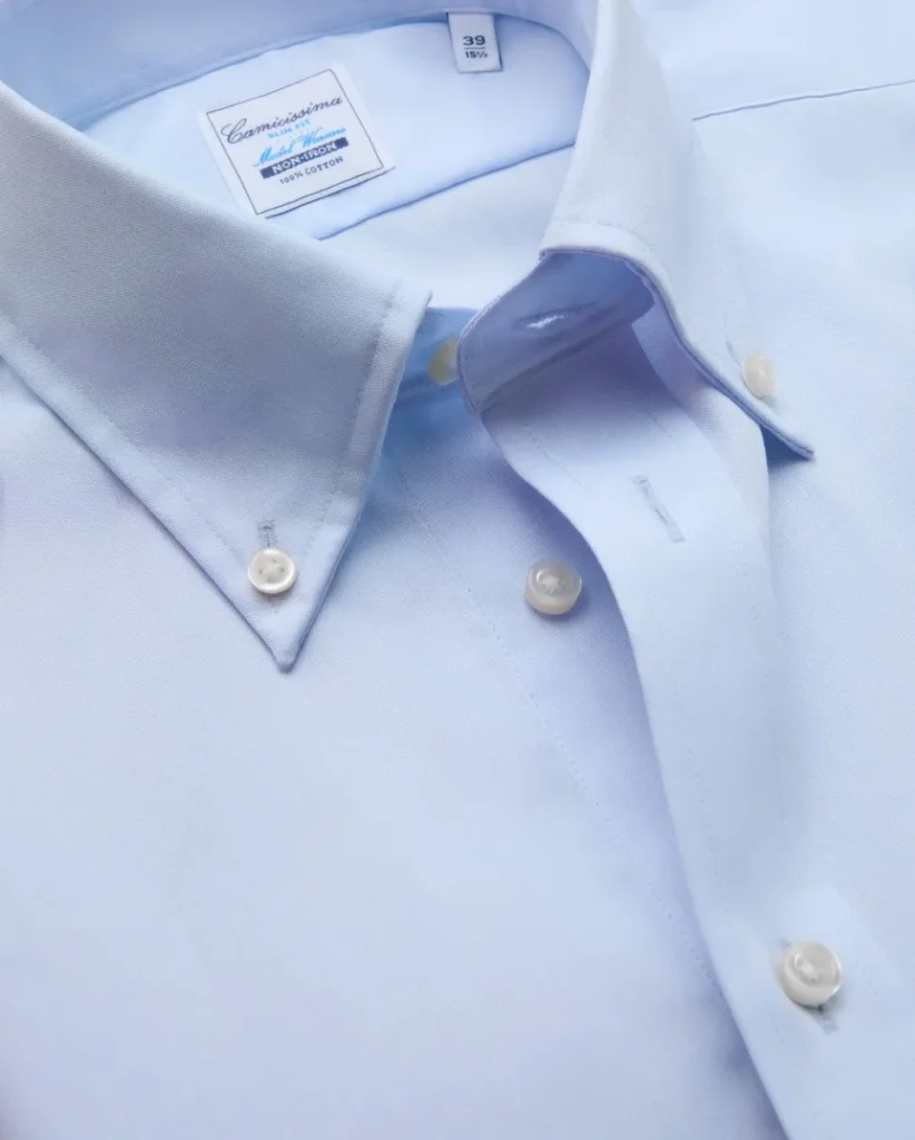 Camicia non iron pin point azzurra slim warsaw button down