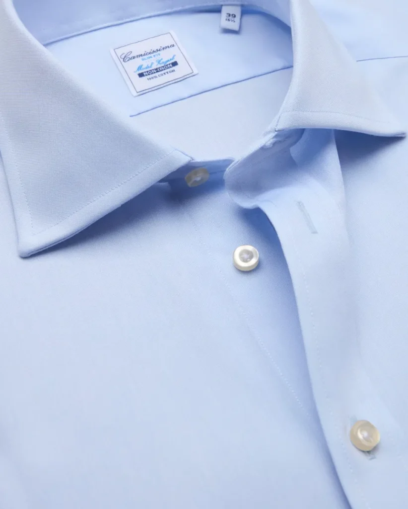 Camicia non iron pin point azzurra slim zagreb francese