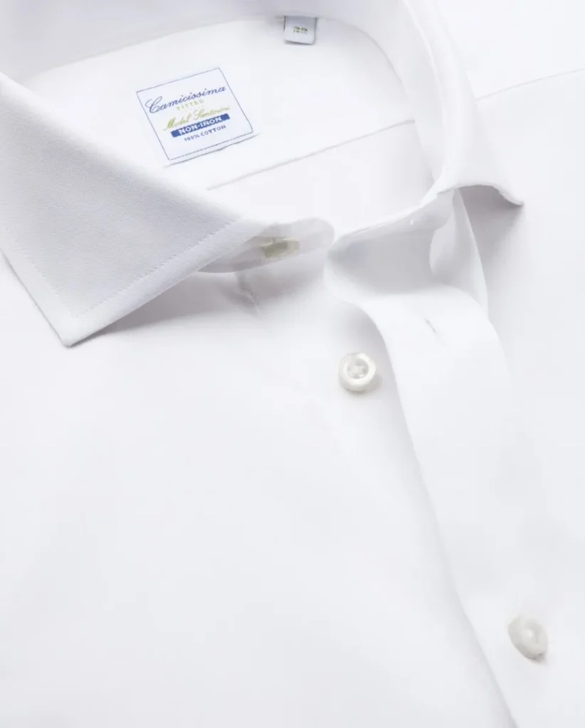 Camicia non iron pin point bianca extra slim fitted santorini francese