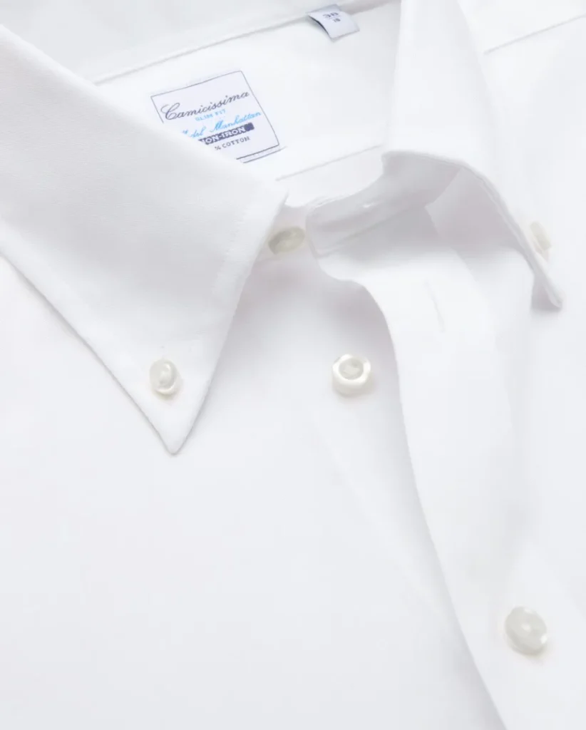 Camicia non iron pin point bianca slim manhattan button down