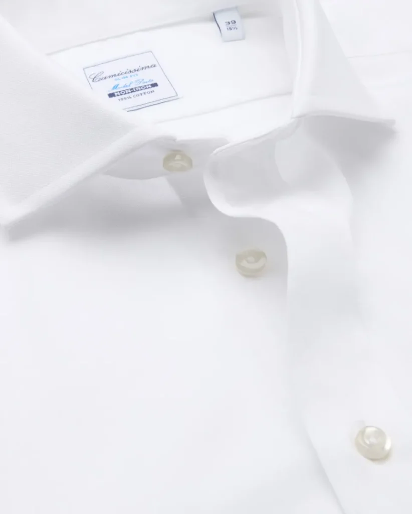 Camicia non iron pin point bianca slim porto francese