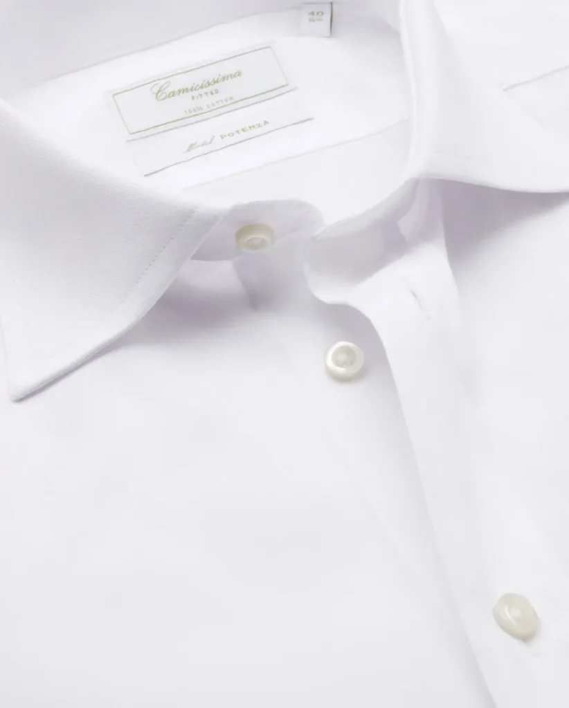 Camicia permanent pin point bianca extra slim fitted potenza francese