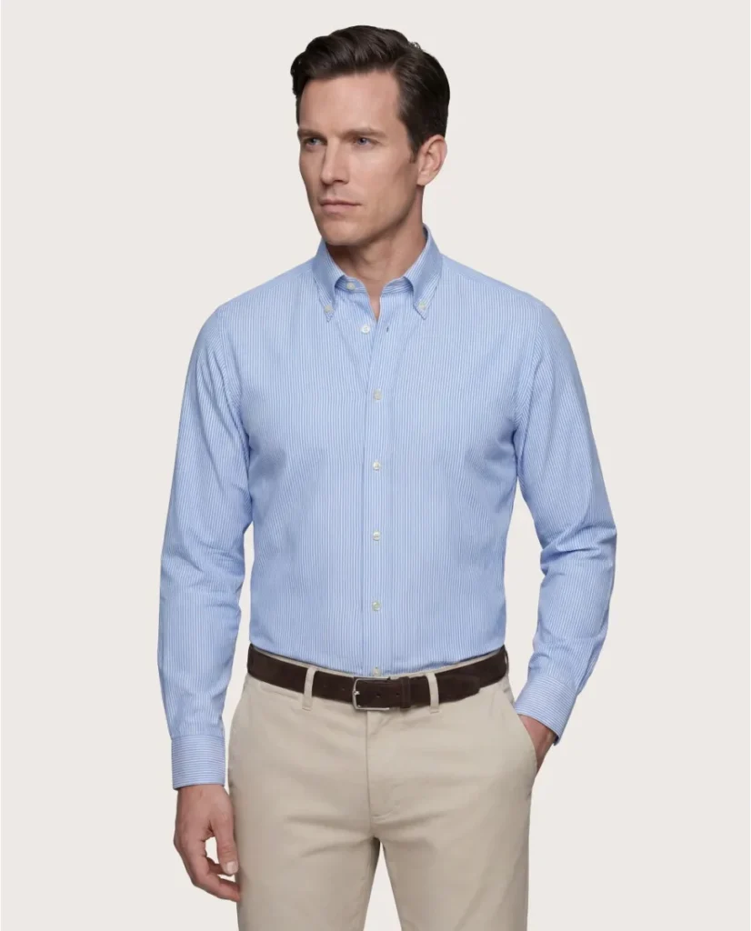 Camicia permanent popeline azzurra extra slim fitted favignana francese1