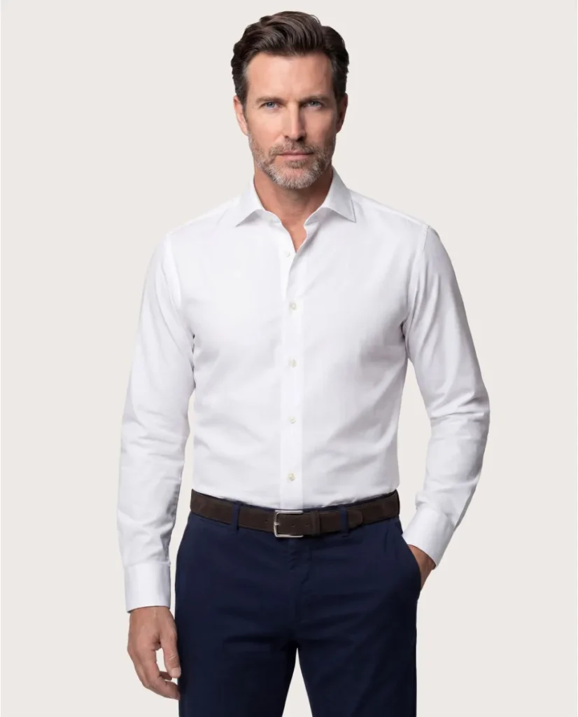 Camicia permanent popeline bianca extra slim fitted taormina francese