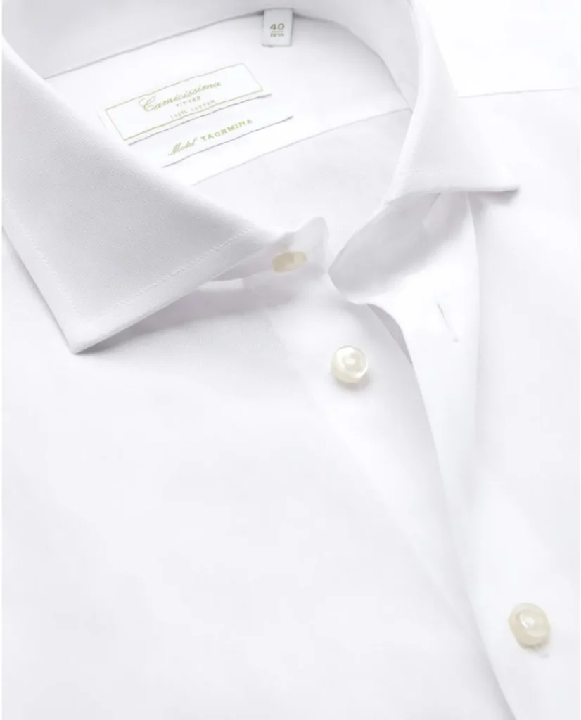 Camicia permanent popeline bianca extra slim fitted taormina francese1