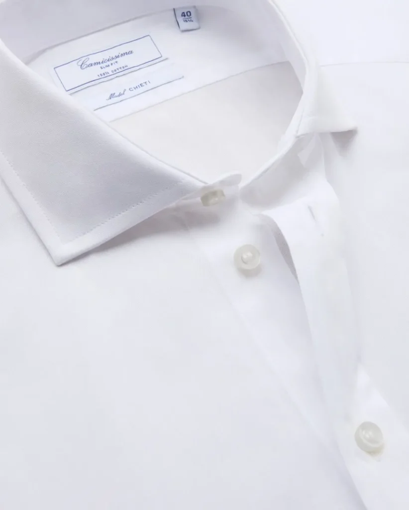 Camicia permanent popeline bianca slim chieti francese