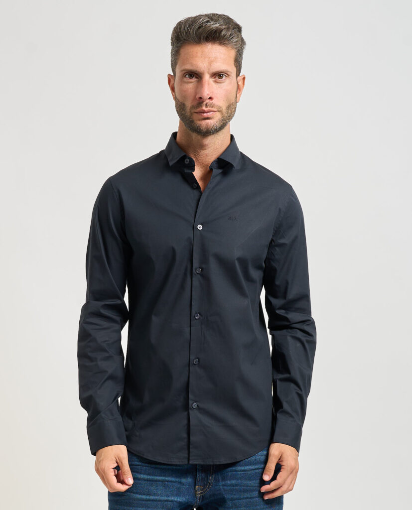 Camicia uomo Armani Exchange blu a maniche lunghe