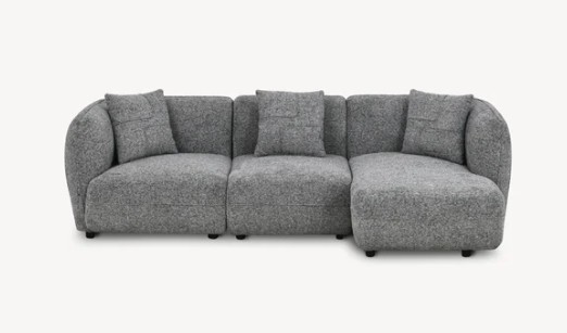 Divano angolare 3 posti Olivia 256x151 cm, Grigio Melange
