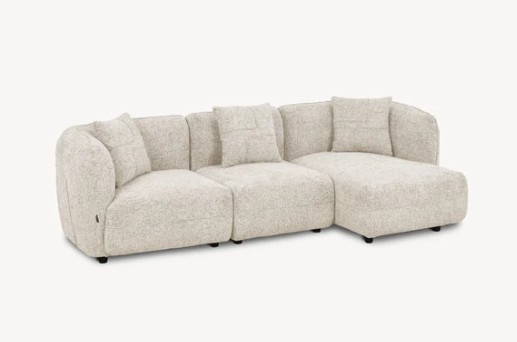 Divano angolare 3 posti Olivia 256x151 cm, color Sabbia