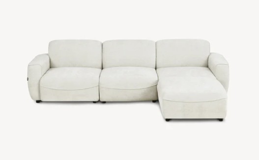 Divano angolare componibile Rossella 284x91 cm, Bianco Cenere