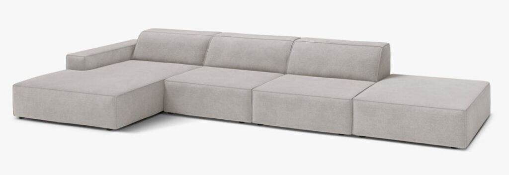 Divano angolare modulare Jodie 5 posti in tessuto Liberty – L341 cm