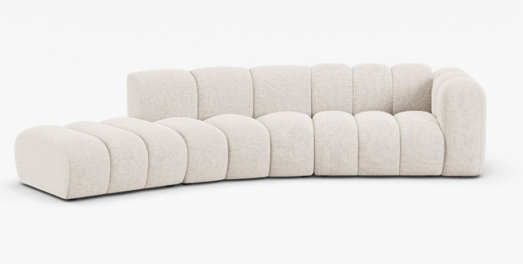 Divano modulare Lupine 5 posti in tessuto strutturato – L335 cm