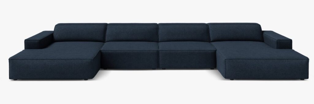 Divano panoramico modulare Jodie 6 posti in bouclé – L364 cm