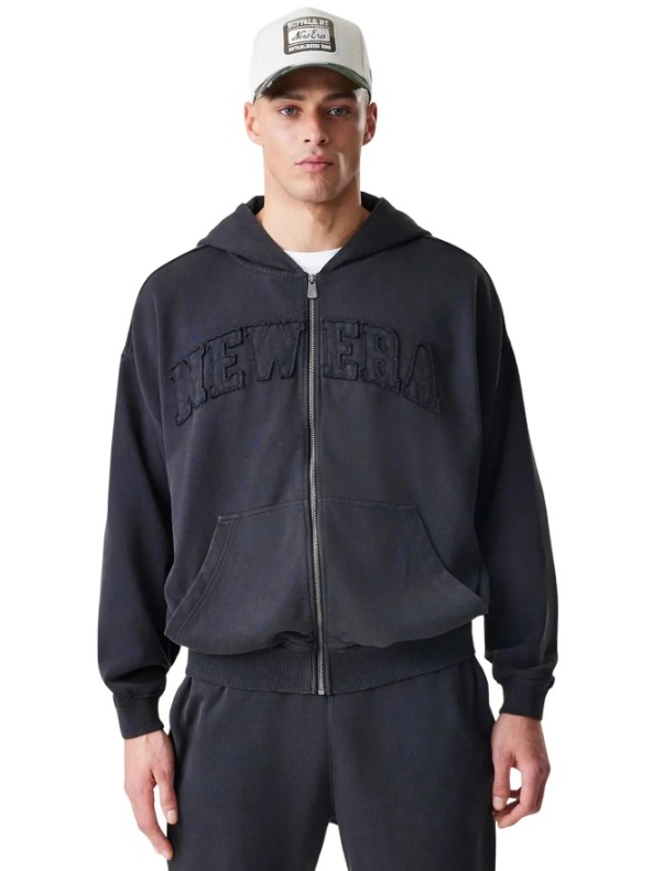 Felpa con cerniera a cappuccio Washed