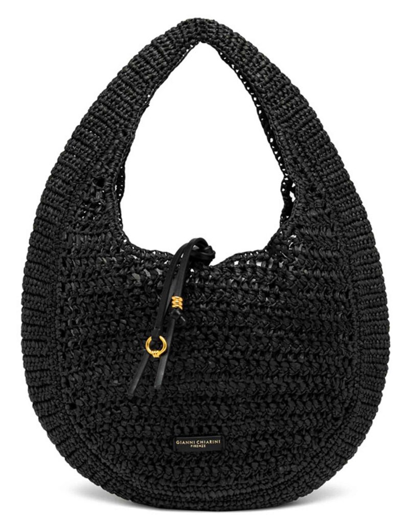 Hobo Bag Nefeli in paglia nera Donna BS11954 COMM STR CRCH