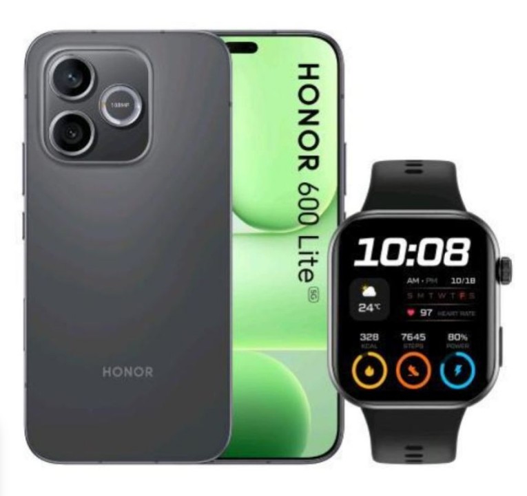 Honor 600 lite 5g dual sim 6.6 octa core 256gb ram 8gb 5g italia velvet black + watch 2i smarwatch black
