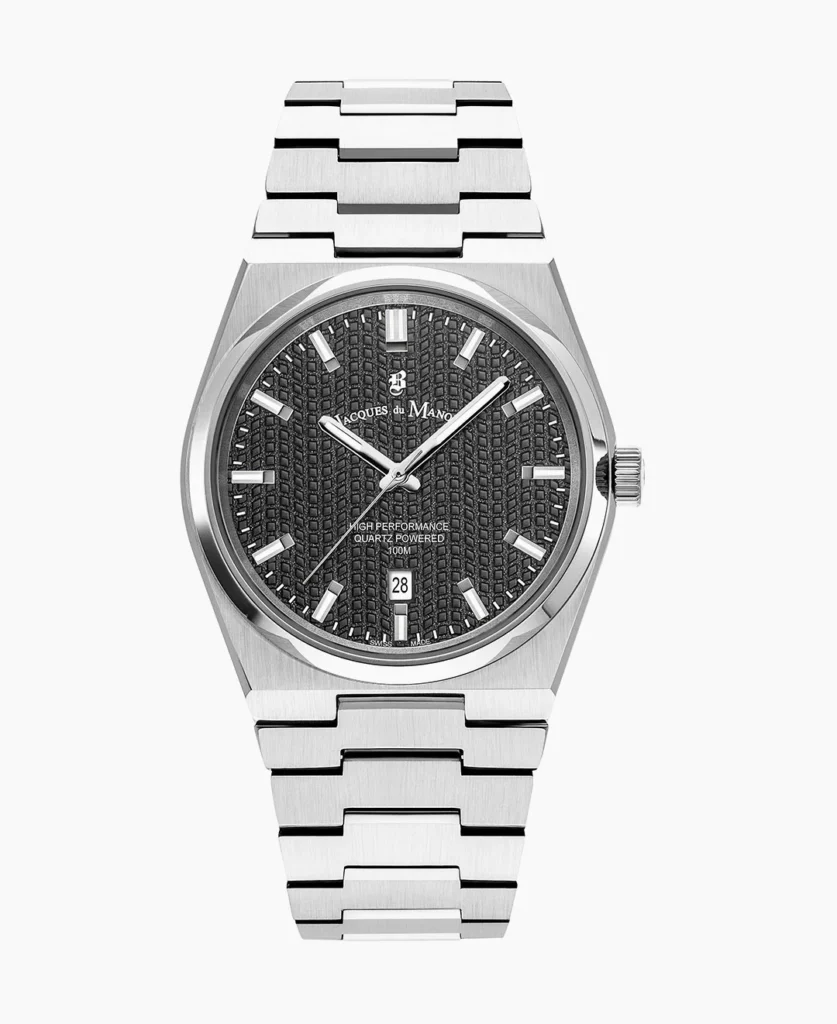 Horizon Gents 41mm Three hands Date Silver tone Black dial Stainless steel swiss watch