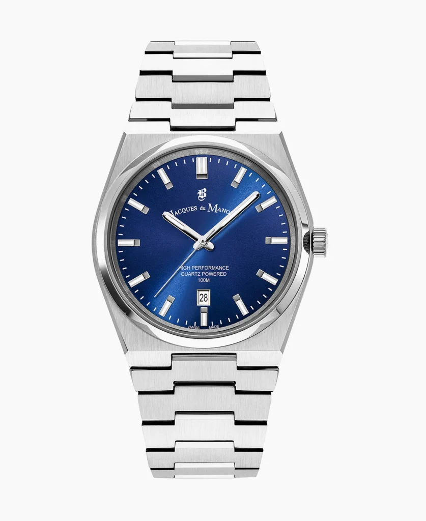 Horizon Gents 41mm Three hands Date Silver tone Blue dial Stainless steel swiss watch