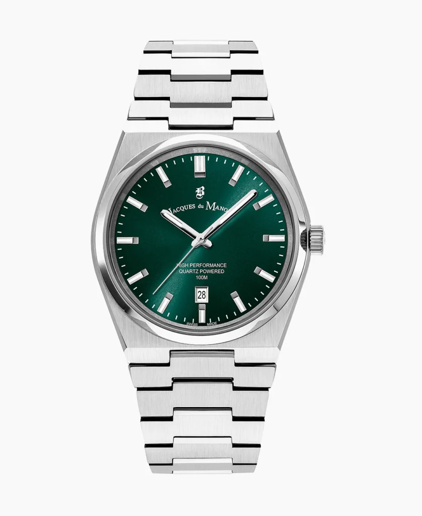 Horizon Gents 41mm Three hands Date Silver tone Green dial Stainless steel swiss watch