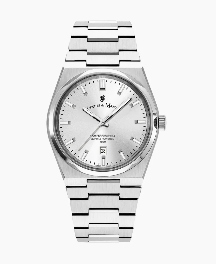 Horizon Gents 41mm Three hands Date Silver tone Silver dial Stainless steel swiss watch